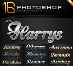 PS图层样式－16个金属质感文本：16 Photoshop Text Effect Styles GO.4